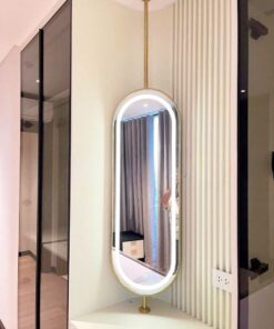 Gương LED bàn phấn - Khung inox 304 mạ PVD Titan màu vàng