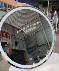 Alternative view of Gương Led tròn nhà tắm D600 - Khung viền Inox 304 mạ PVD Titan màu vàng
