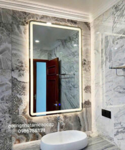 Alternative view of Gương LED nhà tắm- Khung viền inox 304 mạ PVD Titan màu vàng