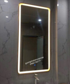 Gương LED nhà tắm- Khung viền inox 304 mạ PVD Titan màu vàng