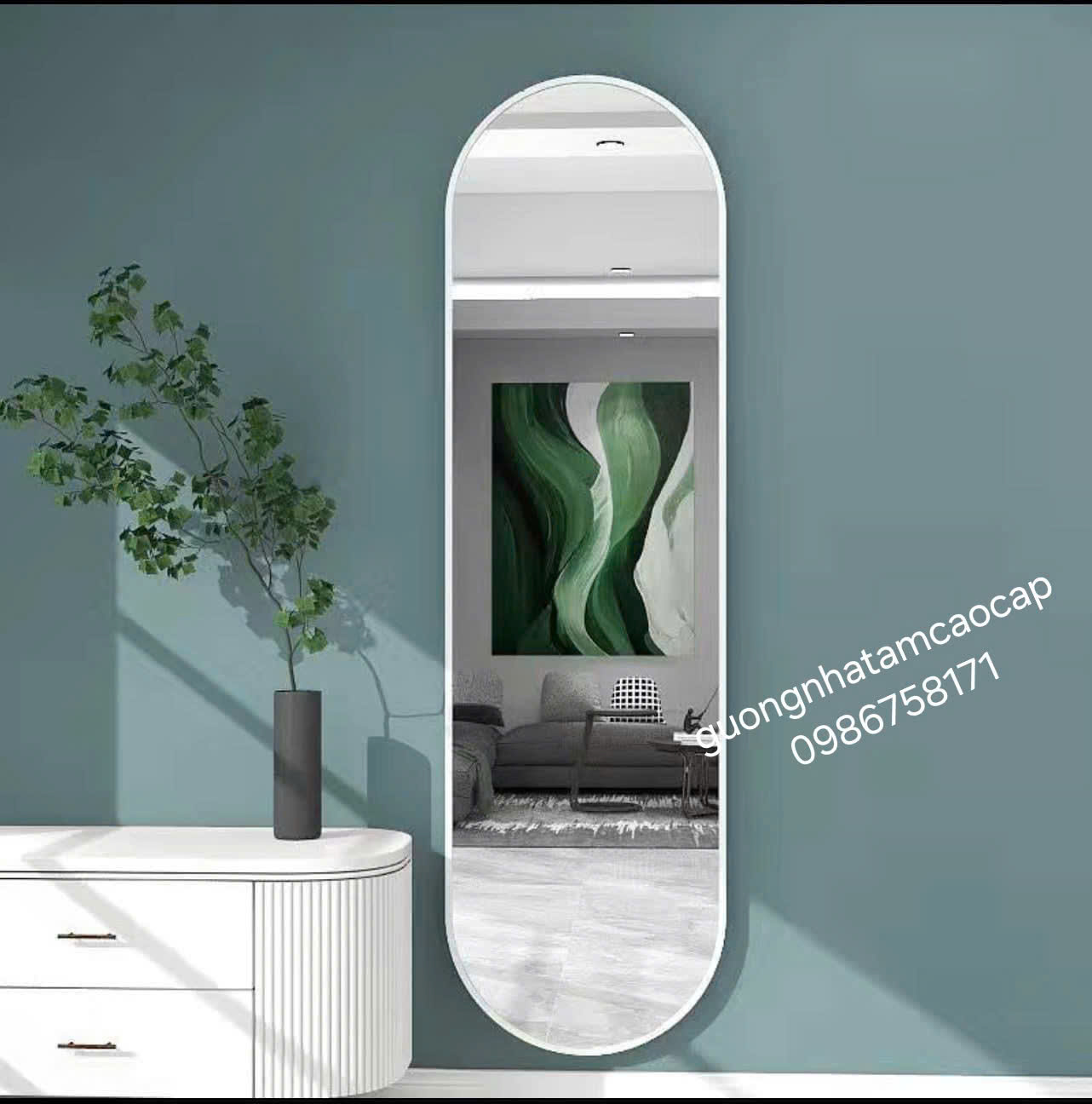 Gương LED Salon Tóc - Khung viền hợp kim nhôm xước cao cấp DT - Ảnh 6
