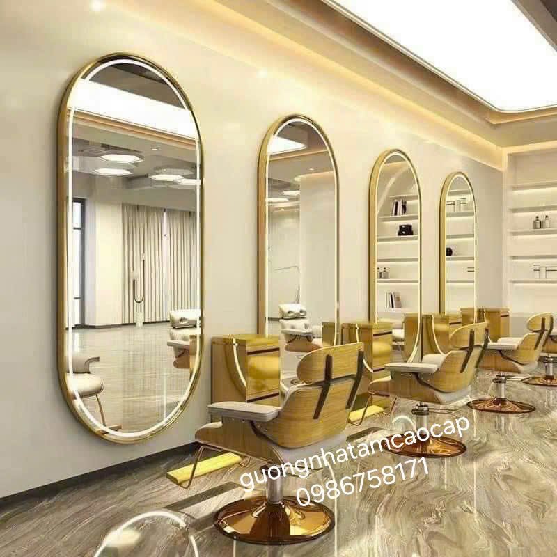 Gương LED Salon Tóc - Khung viền hợp kim nhôm xước cao cấp DT