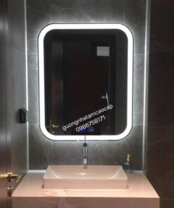 Gương LED nhà tắm - Khung viền nhôm xước cao cấp
