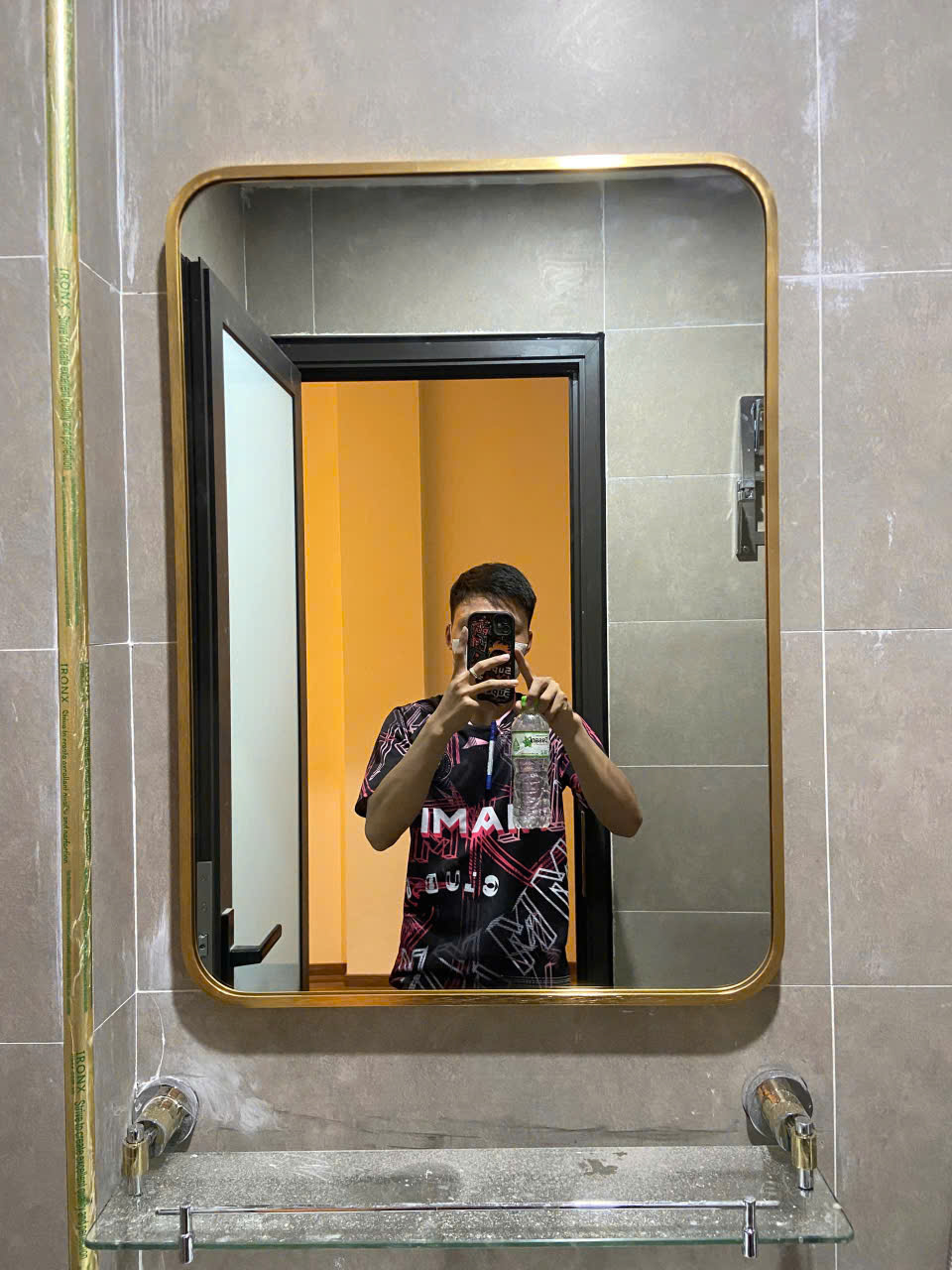 Gương chữ nhật khung mạ vàng