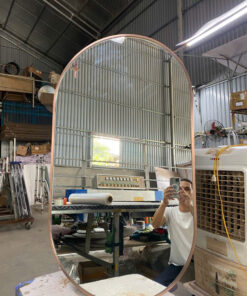 Gương oval khung mạ vàng hồng