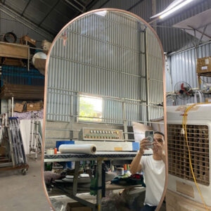 Gương oval khung mạ vàng hồng
