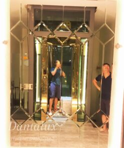 Gương Ghép Dán Tường Phòng Khách Màu Trà D35