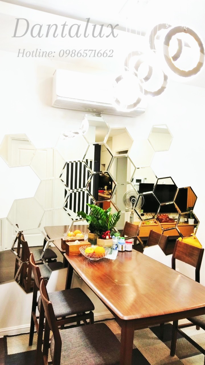 Gương Ghép Dán Tường Phòng Khách Màu Trắng D34