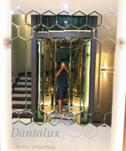 Gương Ghép Dán Tường Phòng Khách Màu Trà D35