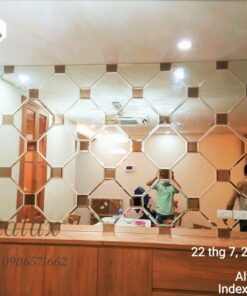Gương Ghép Dán Tường Phòng Khách Màu Trà D38