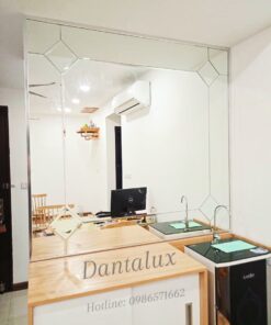 Gương Ghép Dán Tường Phòng Khách Màu Trắng D88