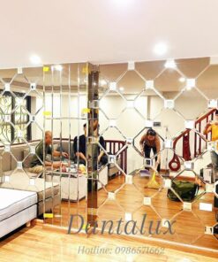 Gương Ghép Dán Tường Phòng Khách Màu Trà D85