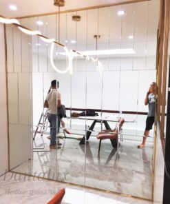 Gương Ghép Dán Tường Phòng Khách Màu Trắng D84