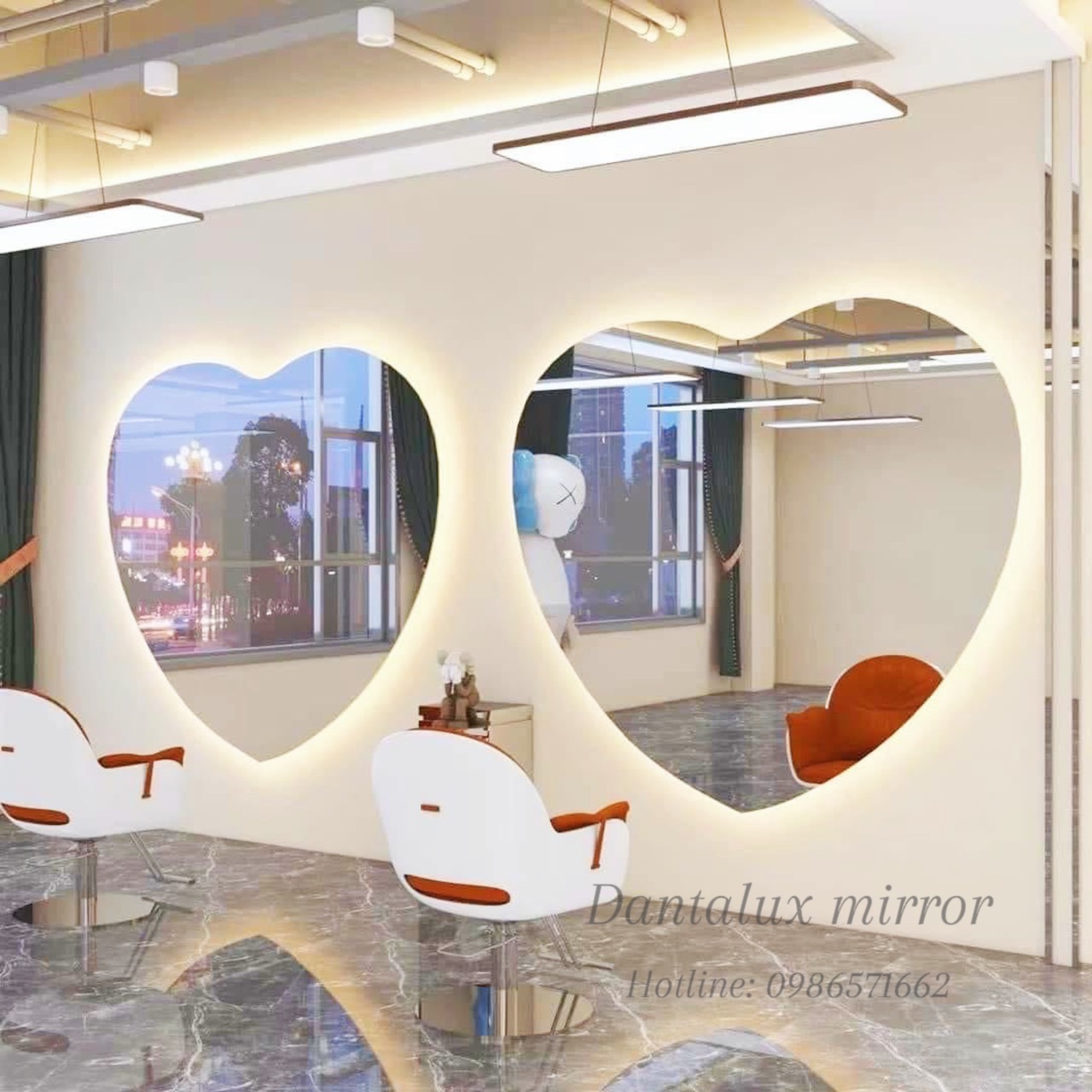 Gương đèn led khung viền hợp kim nhôm salon tóc D79