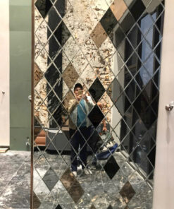 Gương Ghép Dán Tường Phòng Khách Màu Trà D87