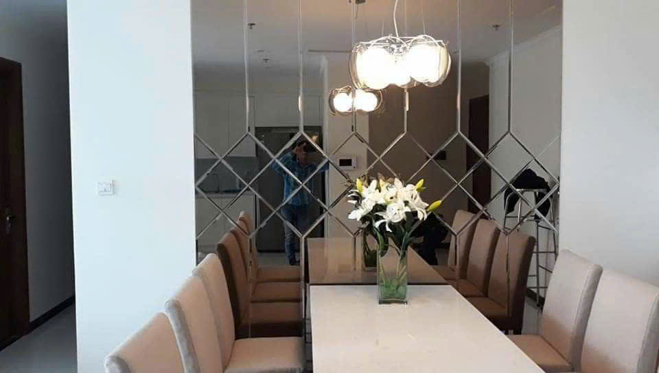 Gương Ghép Dán Tường Phòng Khách Màu Trà D85